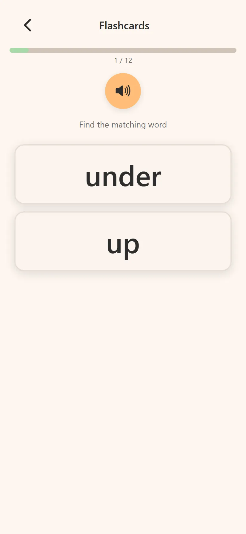 Hear and match flashcard game