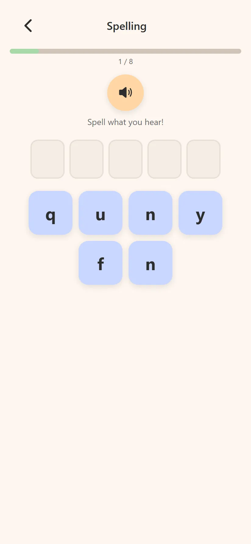 Spelling from memory with an audio cue